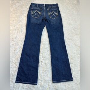 Ariat Real Denim jeans Stitching woman’s size 31 L X 34 Bootcut Western Stretch